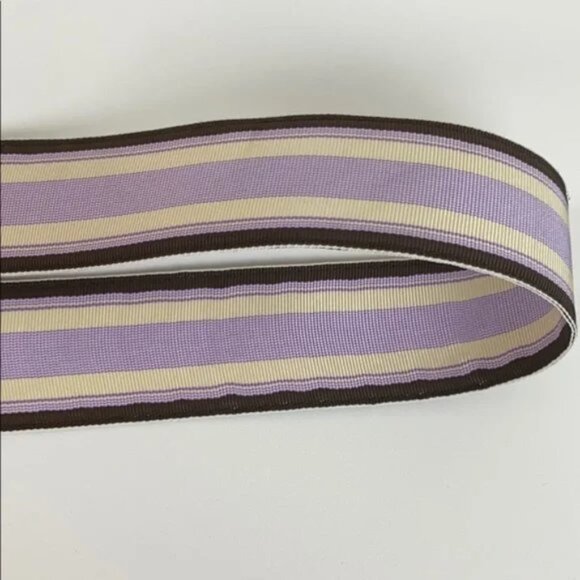 Rare J.Crew S / M Vintage Belt Bamboo Buckle Striped Lavender Brown Ivory - Picture 8 of 11